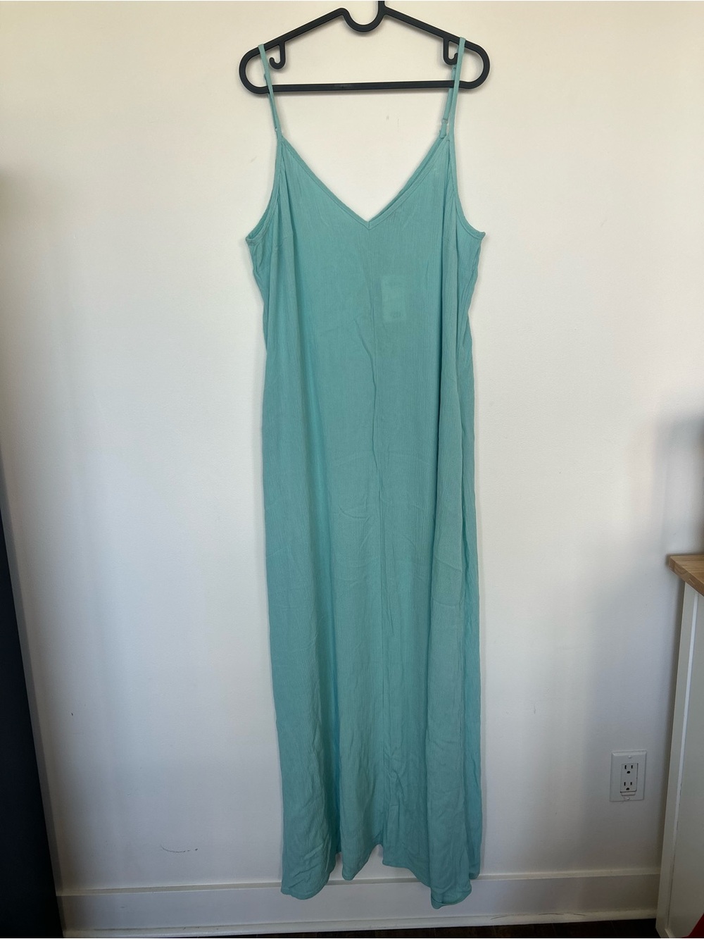 George Teal Slip Maxi Dress with V-Neck